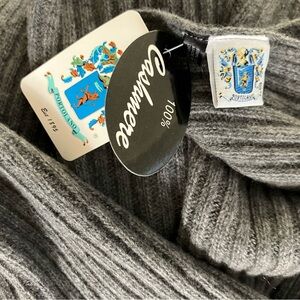 NEW Portolano Cashmere Ribbed Scarf Grey